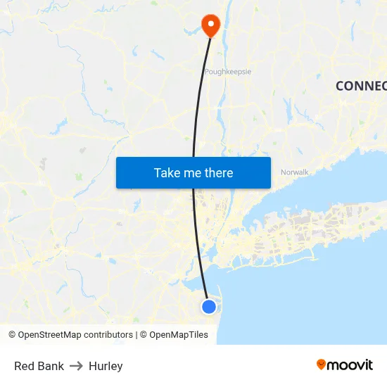 Red Bank to Hurley map