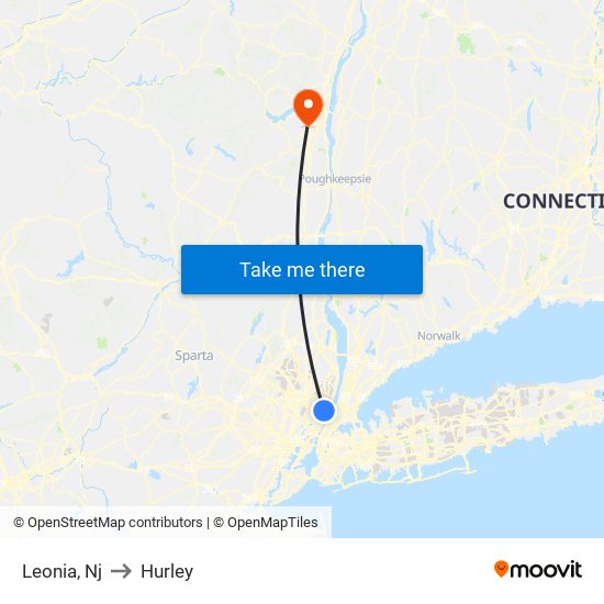 Leonia, Nj to Hurley map