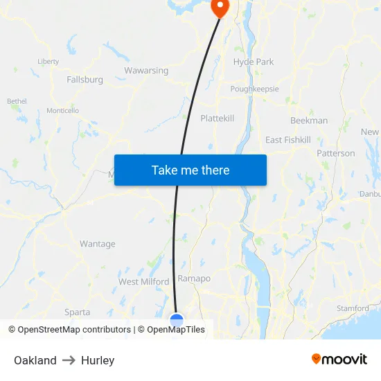 Oakland to Hurley map