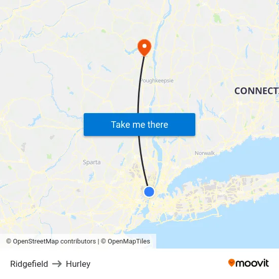 Ridgefield to Hurley map