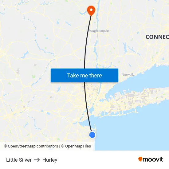 Little Silver to Hurley map