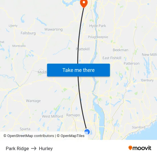 Park Ridge to Hurley map