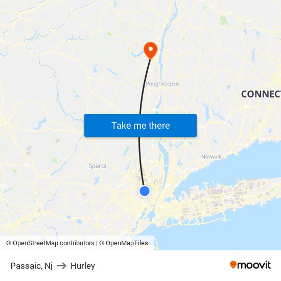 Passaic, Nj to Hurley map