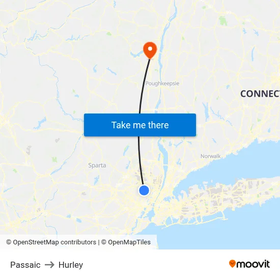 Passaic to Hurley map