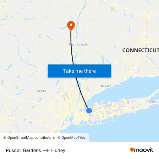 Russell Gardens to Hurley map