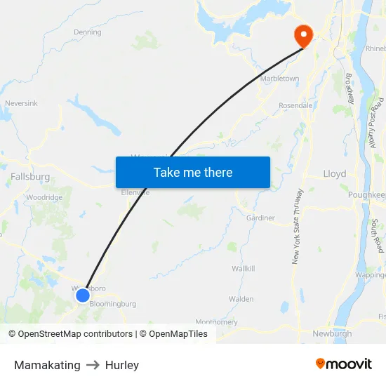 Mamakating to Hurley map