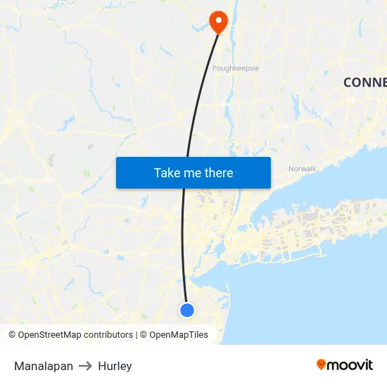 Manalapan to Hurley map