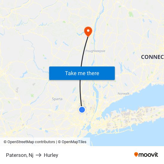 Paterson, Nj to Hurley map