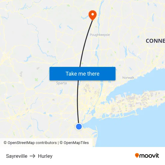 Sayreville to Hurley map