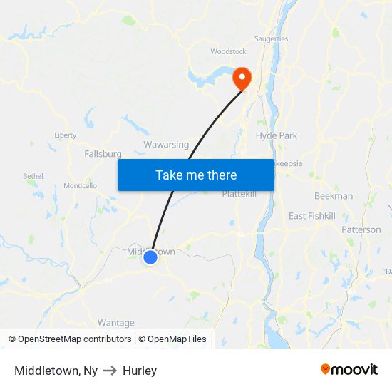 Middletown, Ny to Hurley map