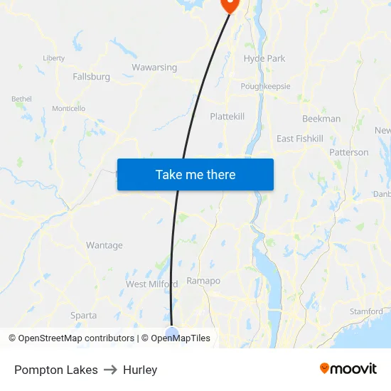 Pompton Lakes to Hurley map