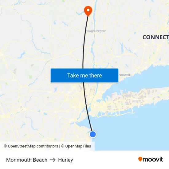 Monmouth Beach to Hurley map