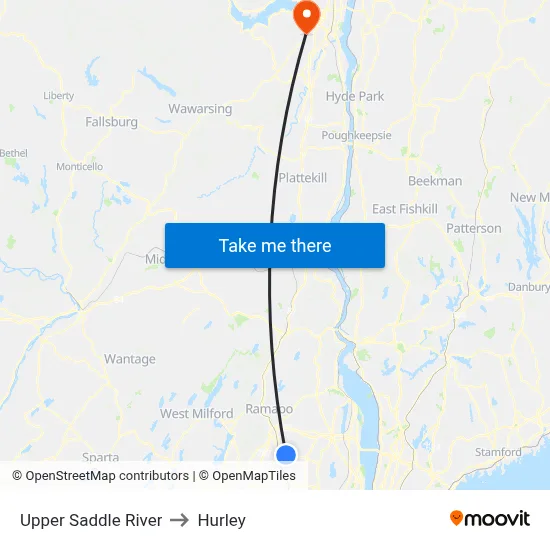 Upper Saddle River to Hurley map