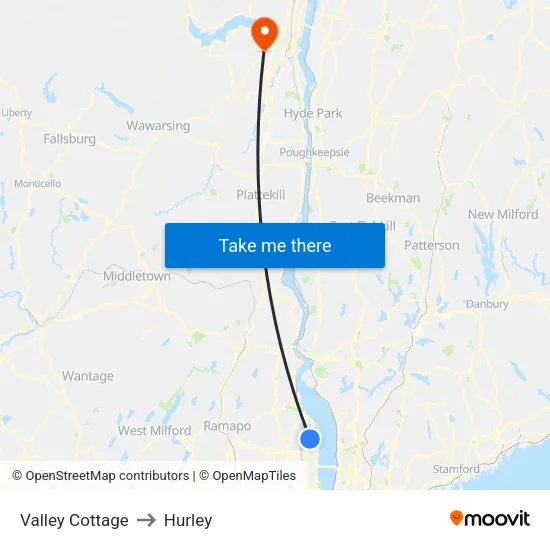 Valley Cottage to Hurley map