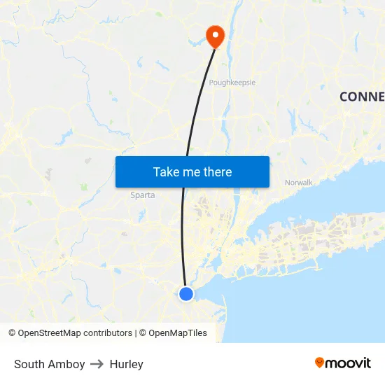 South Amboy to Hurley map