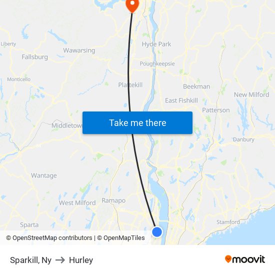 Sparkill, Ny to Hurley map