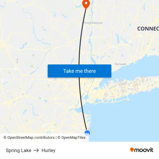 Spring Lake to Hurley map