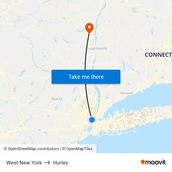 West New York to Hurley map