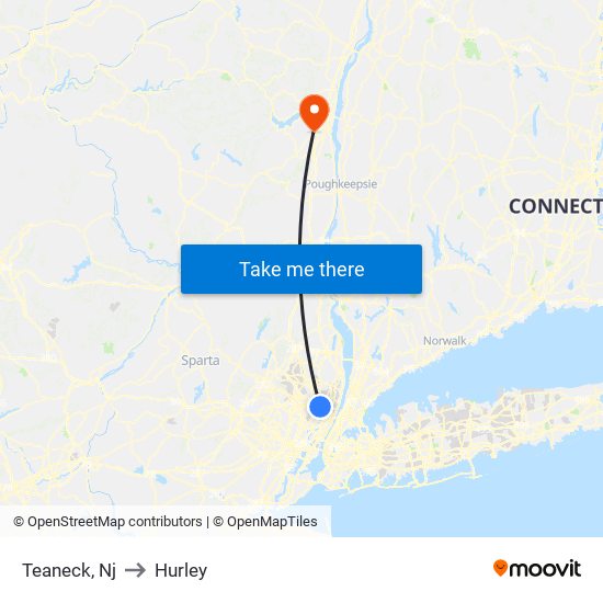 Teaneck, Nj to Hurley map