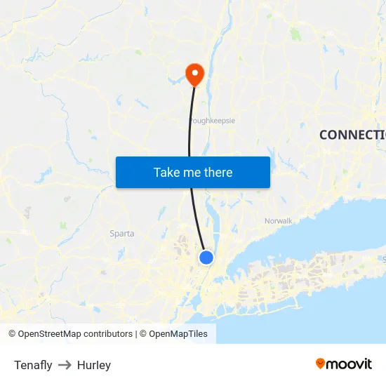 Tenafly to Hurley map