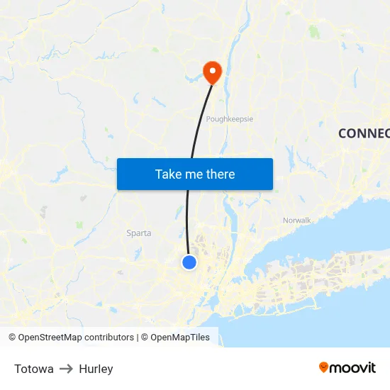 Totowa to Hurley map