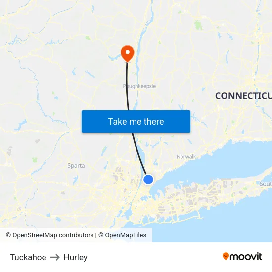 Tuckahoe to Hurley map