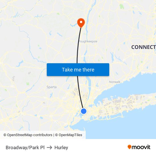 Broadway/Park Pl to Hurley map
