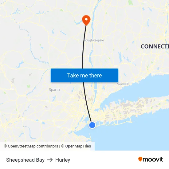 Sheepshead Bay to Hurley map