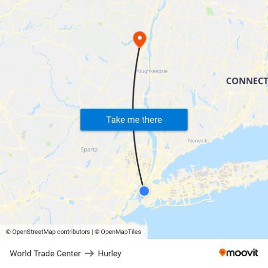 World Trade Center to Hurley map