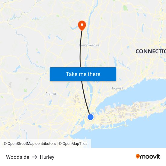 Woodside to Hurley map