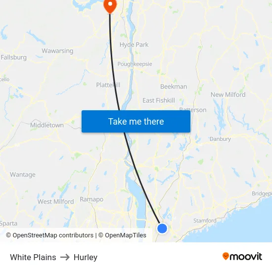 White Plains to Hurley map