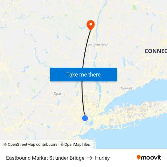 Eastbound Market St under Bridge to Hurley map
