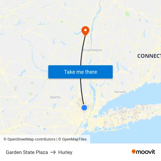 Garden State Plaza to Hurley map
