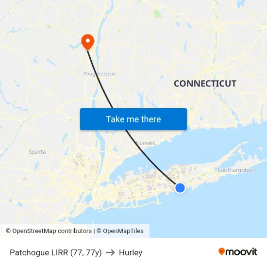 Patchogue LIRR (77, 77y) to Hurley map