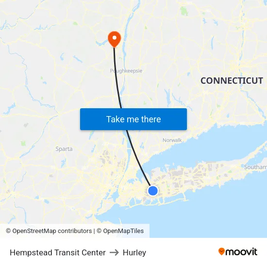 Hempstead Transit Center to Hurley map