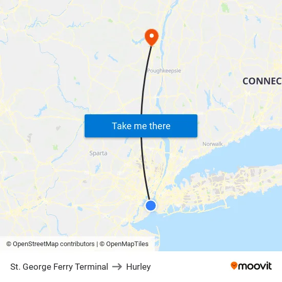St. George Ferry Terminal to Hurley map