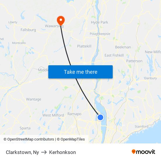 Clarkstown, Ny to Kerhonkson map