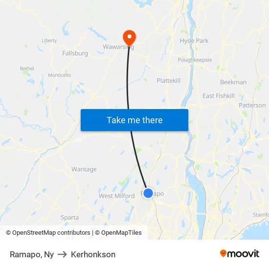Ramapo, Ny to Kerhonkson map