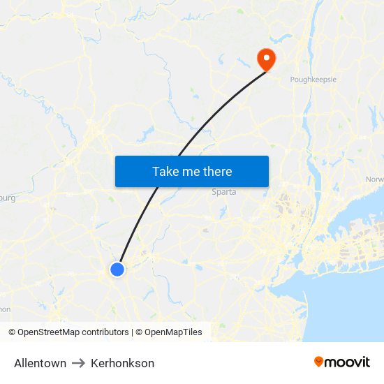 Allentown to Kerhonkson map