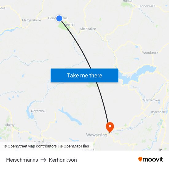 Fleischmanns to Kerhonkson map