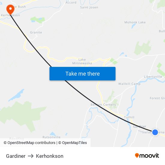 Gardiner to Kerhonkson map