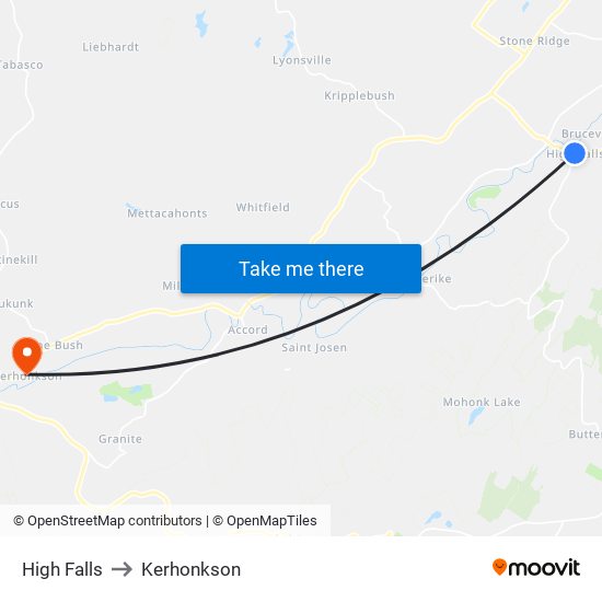 High Falls to Kerhonkson map