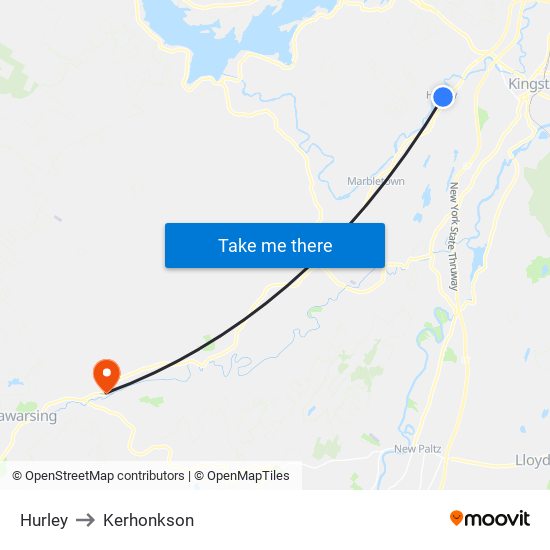 Hurley to Kerhonkson map