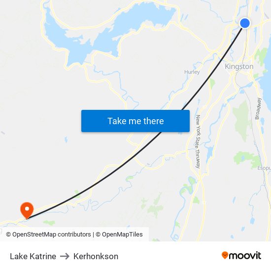 Lake Katrine to Kerhonkson map