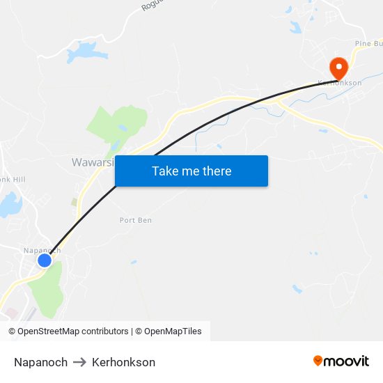 Napanoch to Kerhonkson map