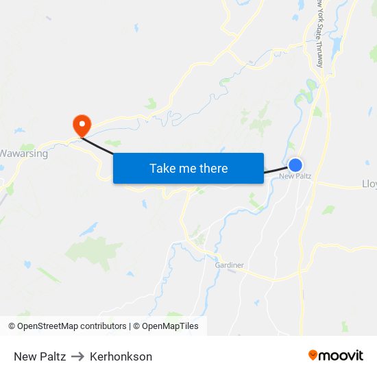New Paltz to Kerhonkson map