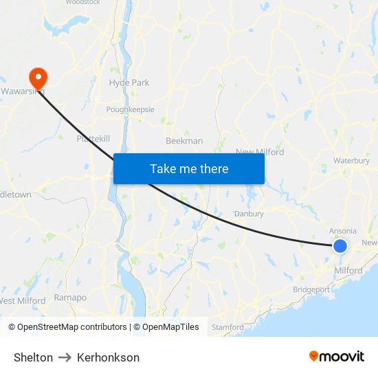 Shelton to Kerhonkson map