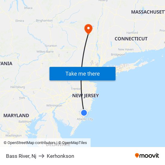 Bass River, Nj to Kerhonkson map