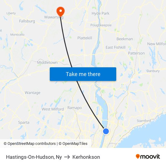 Hastings-On-Hudson, Ny to Kerhonkson map