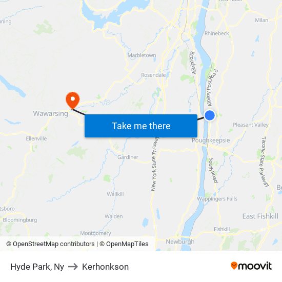 Hyde Park, Ny to Kerhonkson map